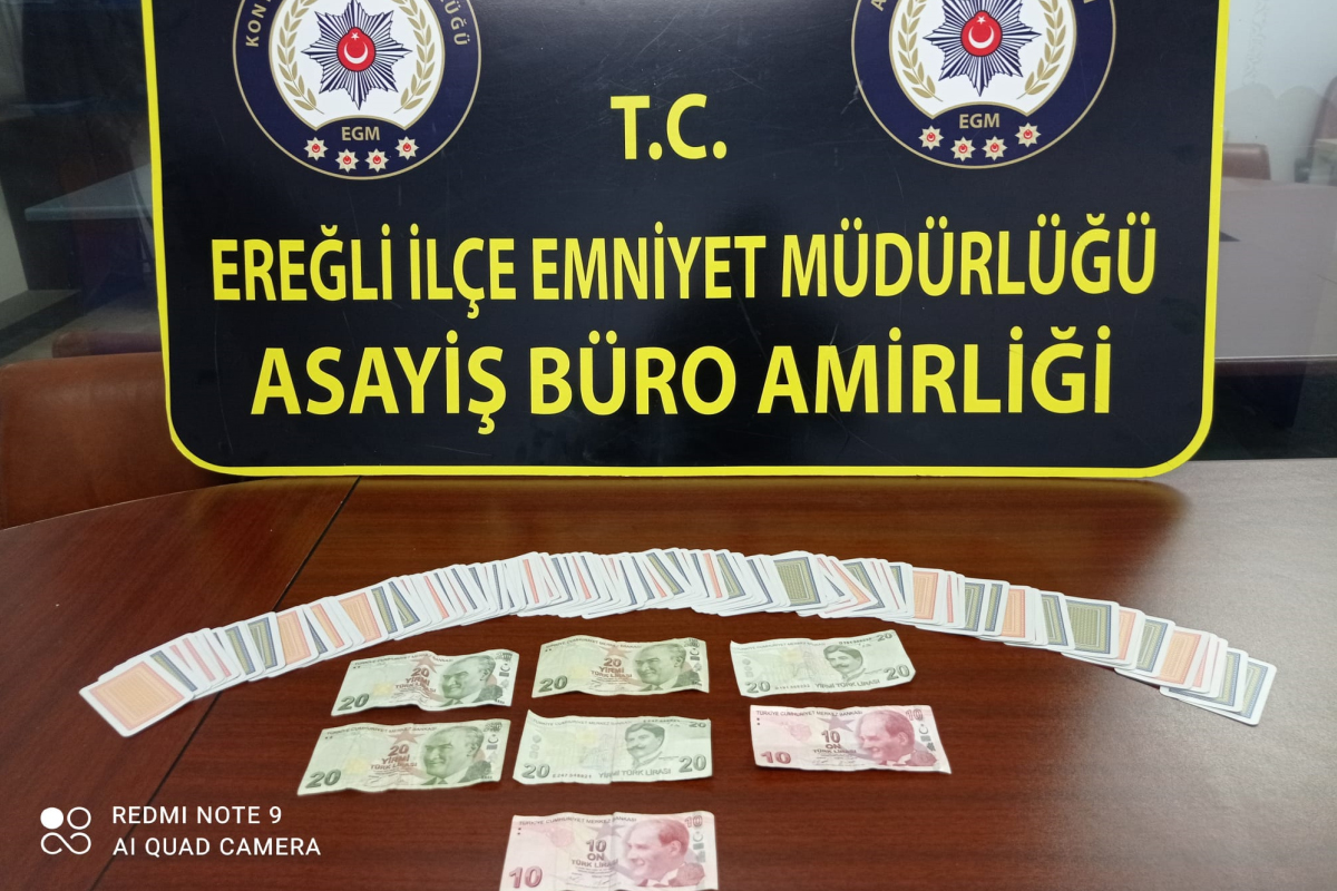 Ereğli’de kumar operasyonu:  6 kişiye toplam 10 bin 914 lira idari para cezası kesildi